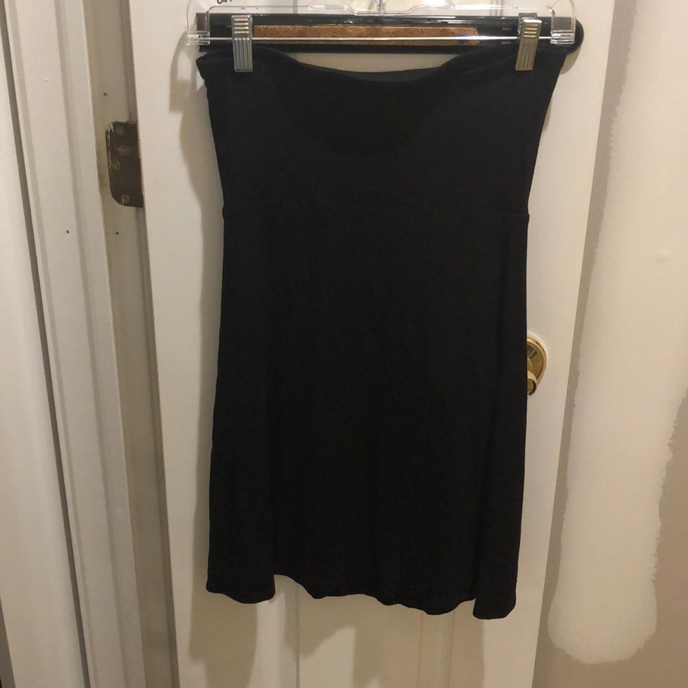 Strapless black dress that can double as a skirt